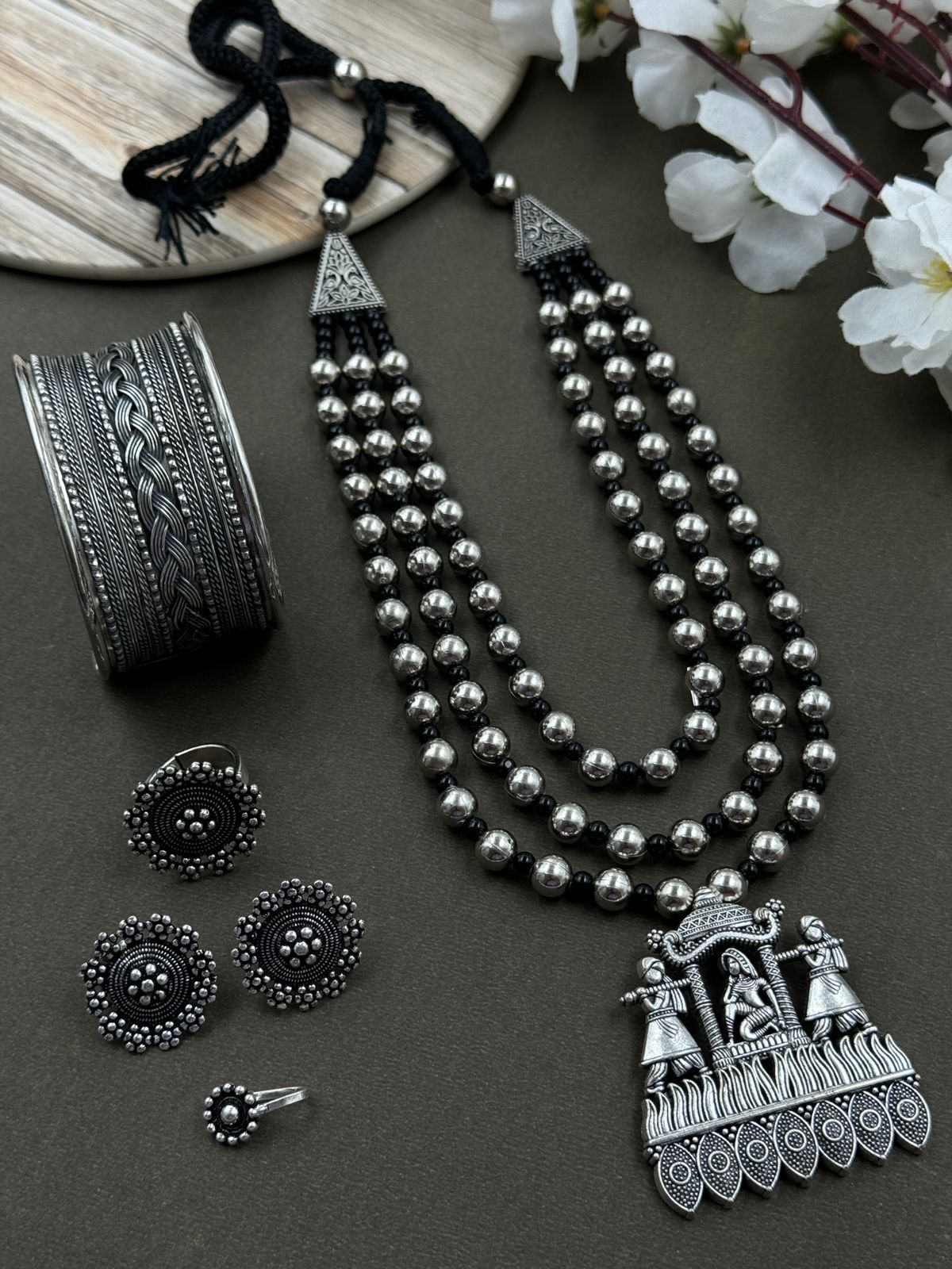 YASMIN SILVER OXIDISED JEWELLERY SET COMBO