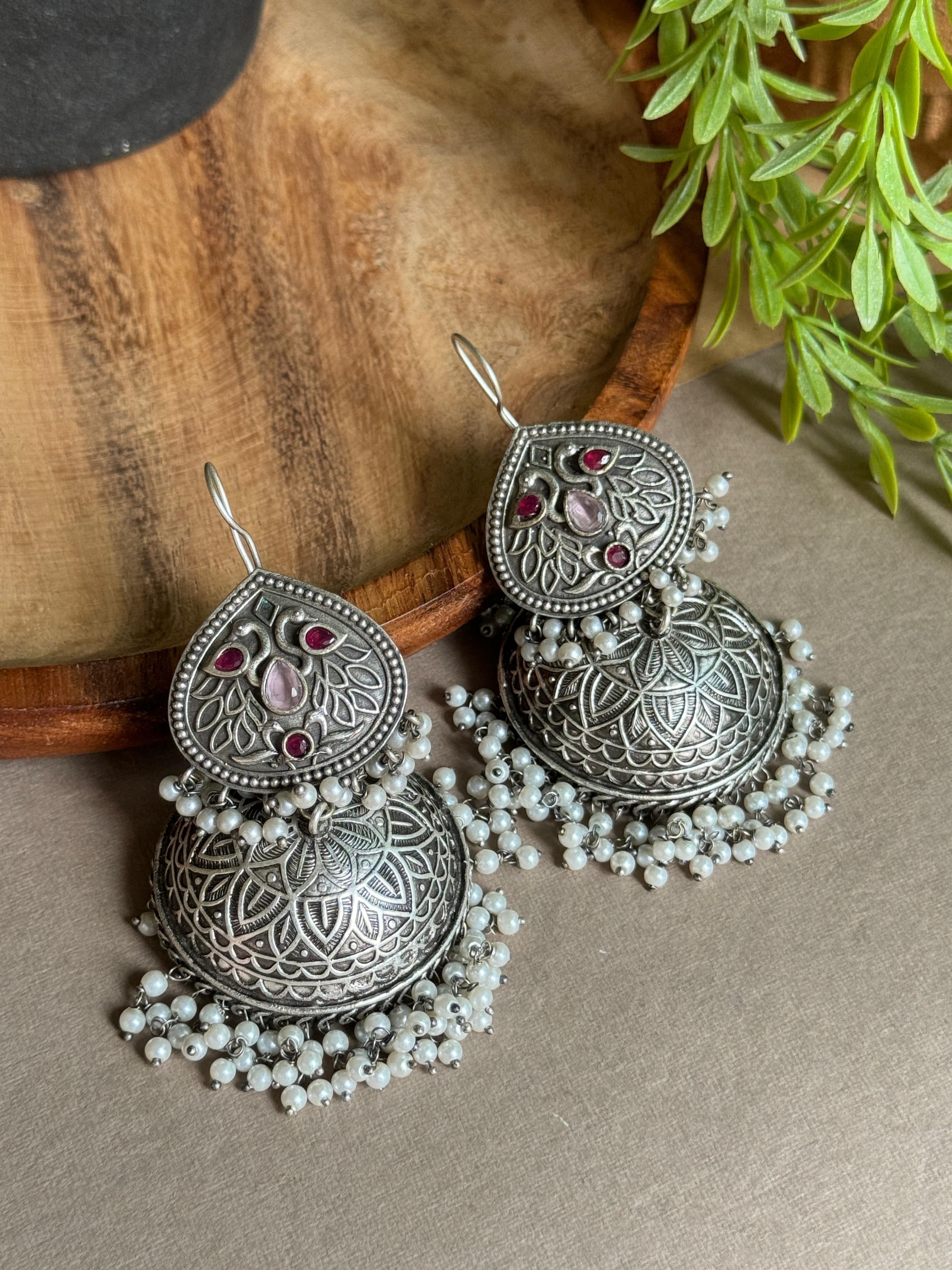 SAKHI OXIDISED JHUMKA EARRINGS