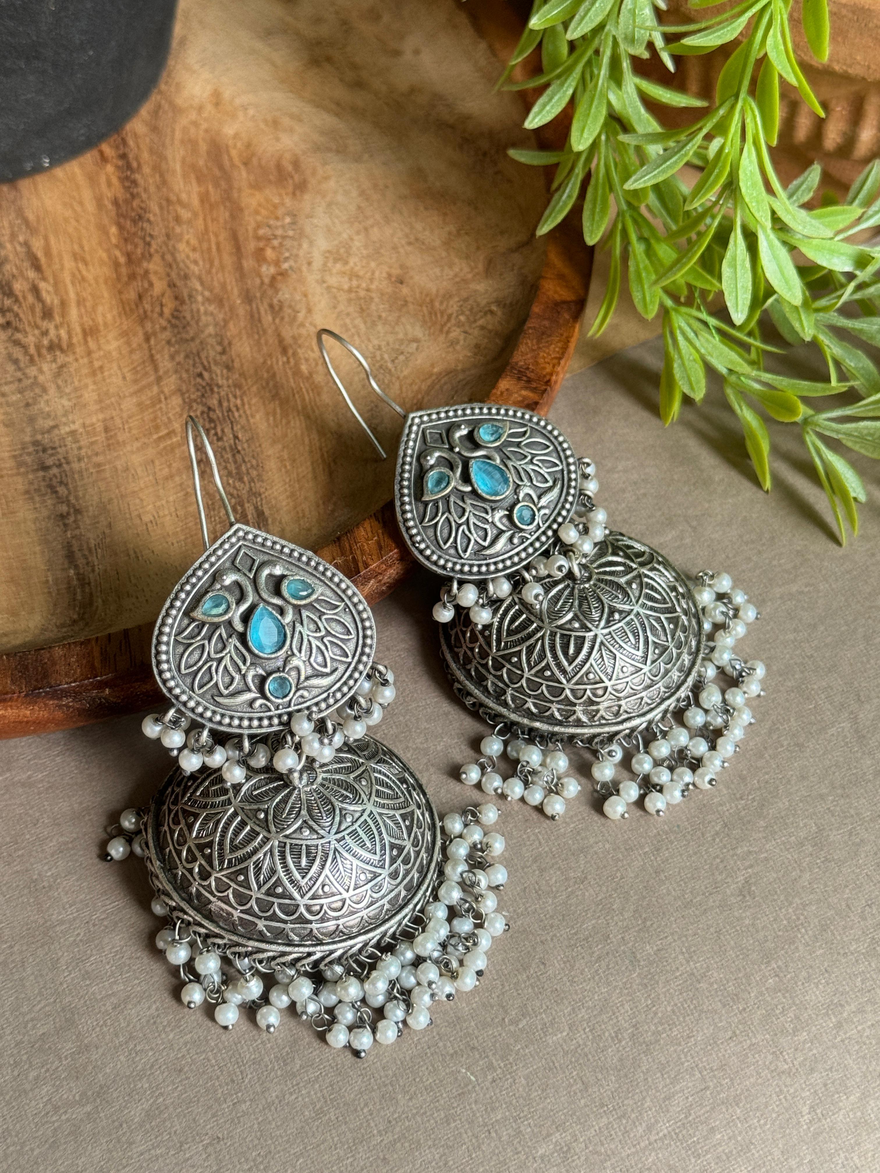 SAKHI OXIDISED JHUMKA EARRINGS