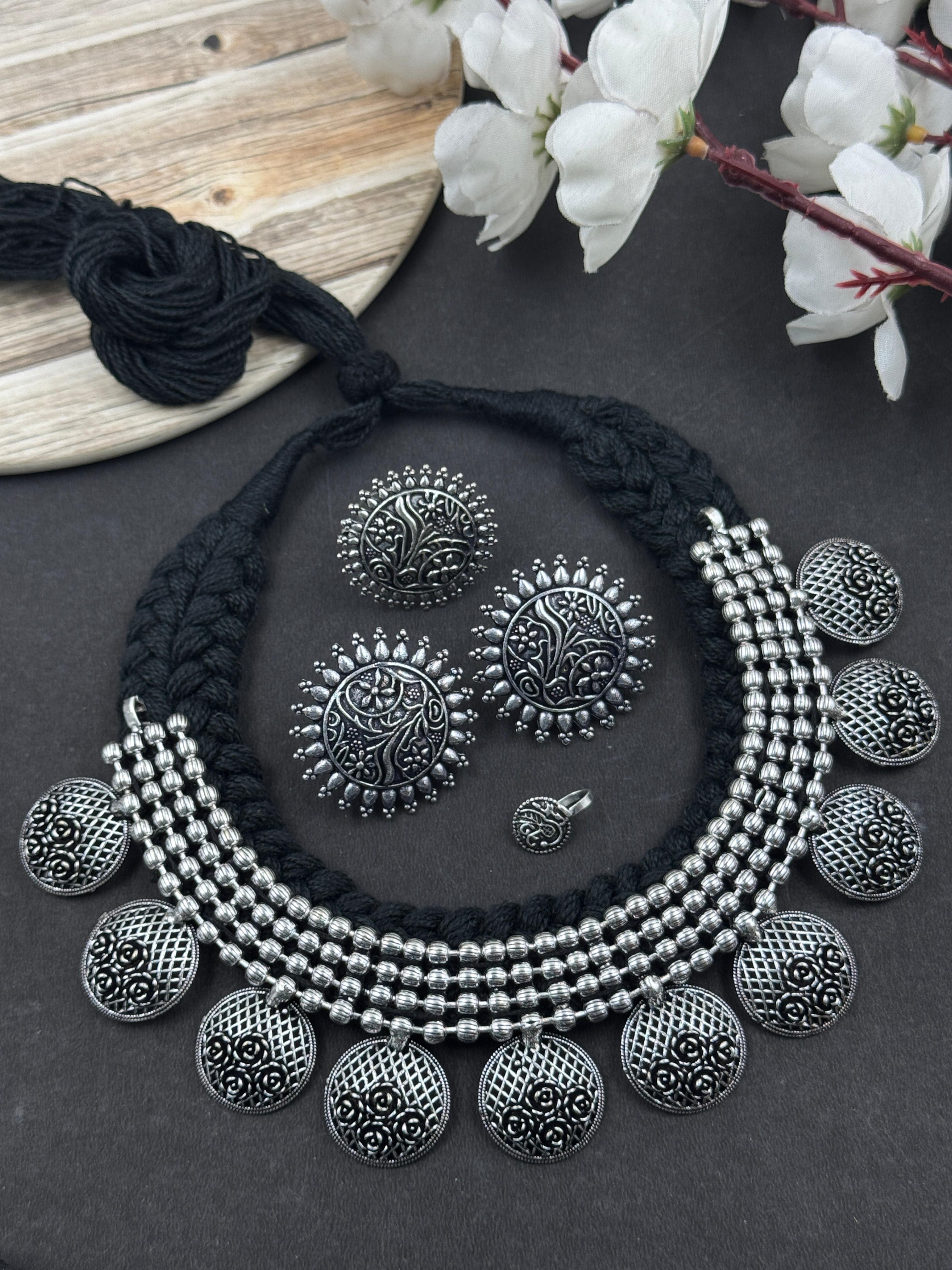 HIYA THREADED CHOKER NECKLACE JEWELLERY SET COMBO