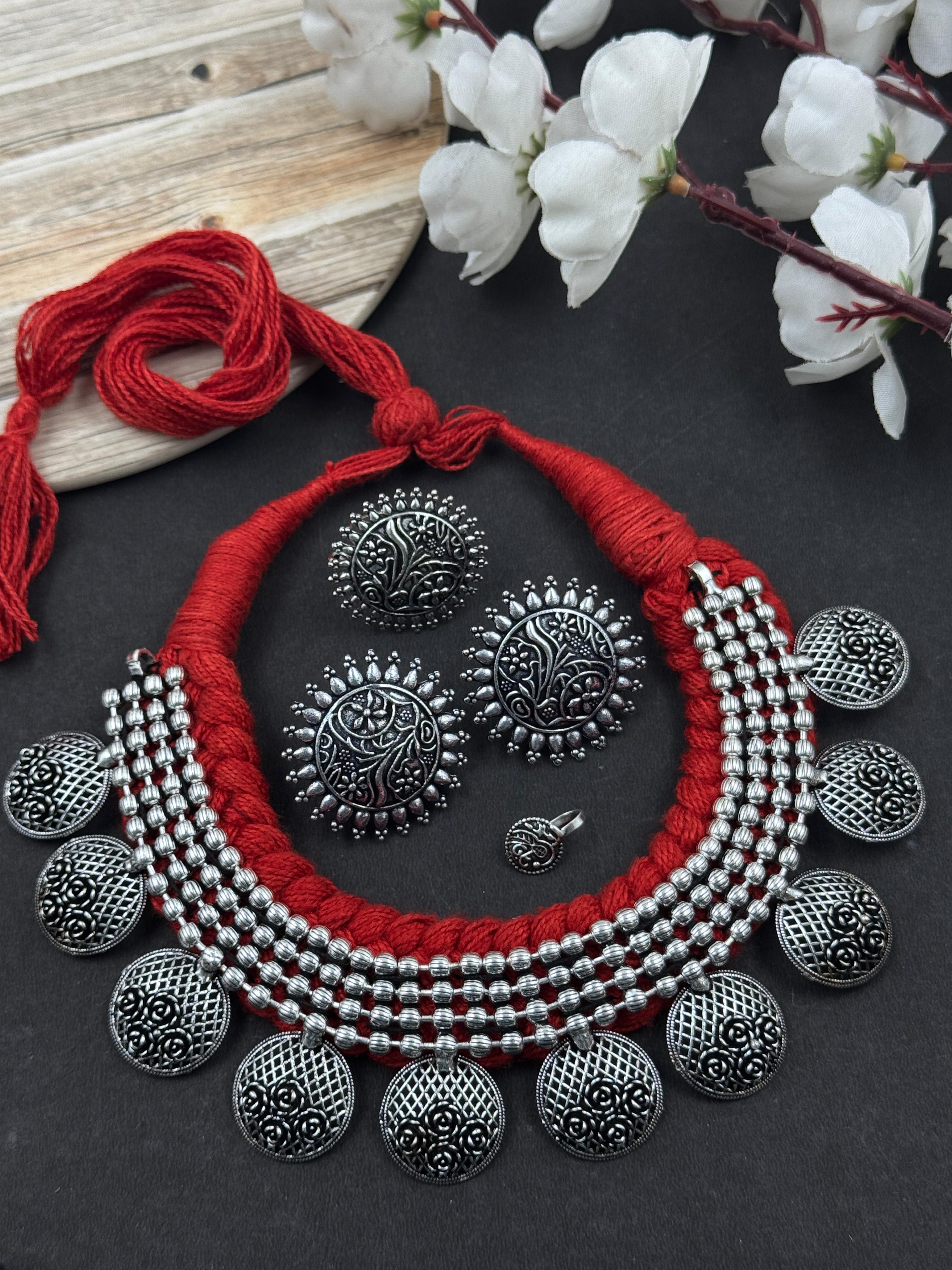 HIYA THREADED CHOKER NECKLACE JEWELLERY SET COMBO