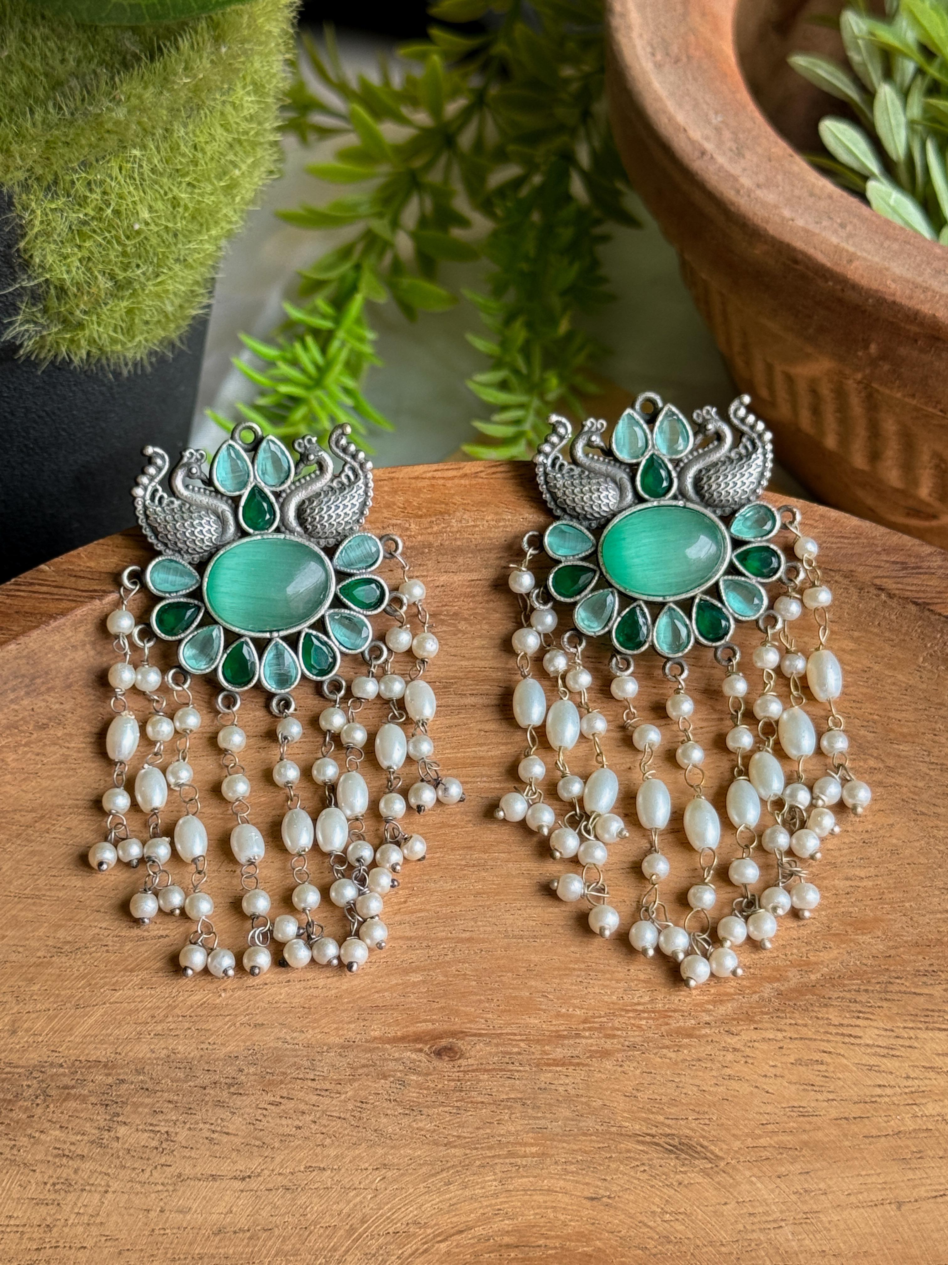 HINA OXIDISED STONE STUDS EARRINGS