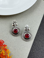 Load image into Gallery viewer, CHARU SILVER LOOKALIKE STONE STUD EARRINGS