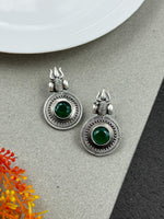 Load image into Gallery viewer, CHARU SILVER LOOKALIKE STONE STUD EARRINGS