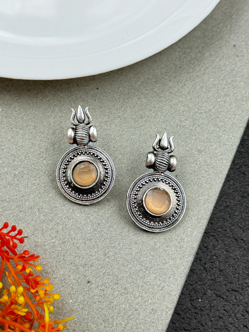 CHARU SILVER LOOKALIKE STONE STUD EARRINGS