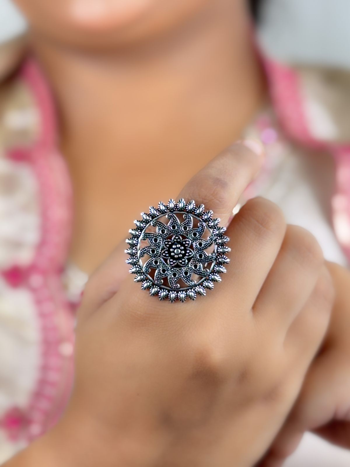 MISTHI DESIGNER OXIDISED BRASS RING