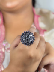 KYRA DESIGNER OXIDISED SILVER  RING