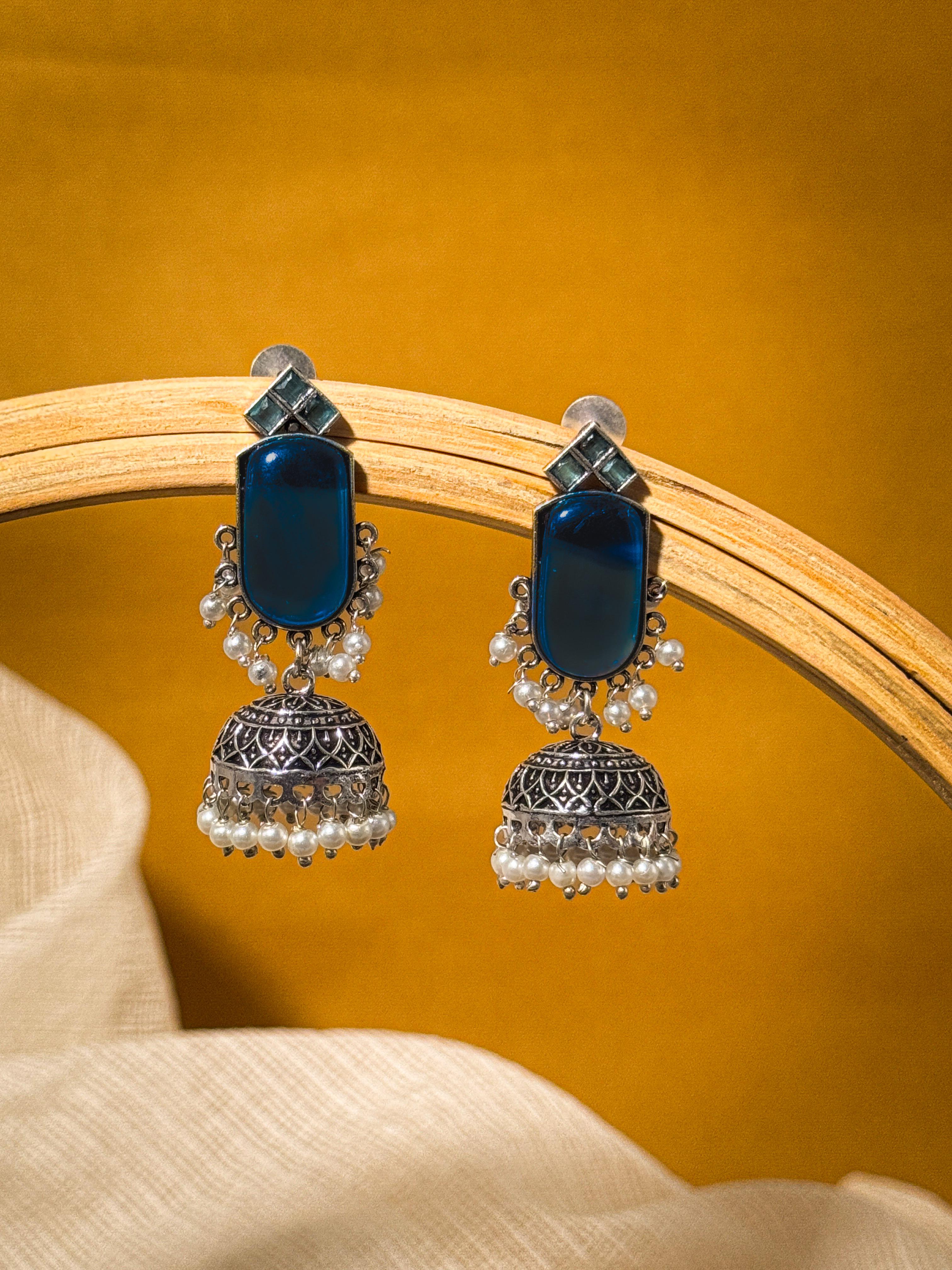 MIHIKA STONE JHUMKA EARRINGS