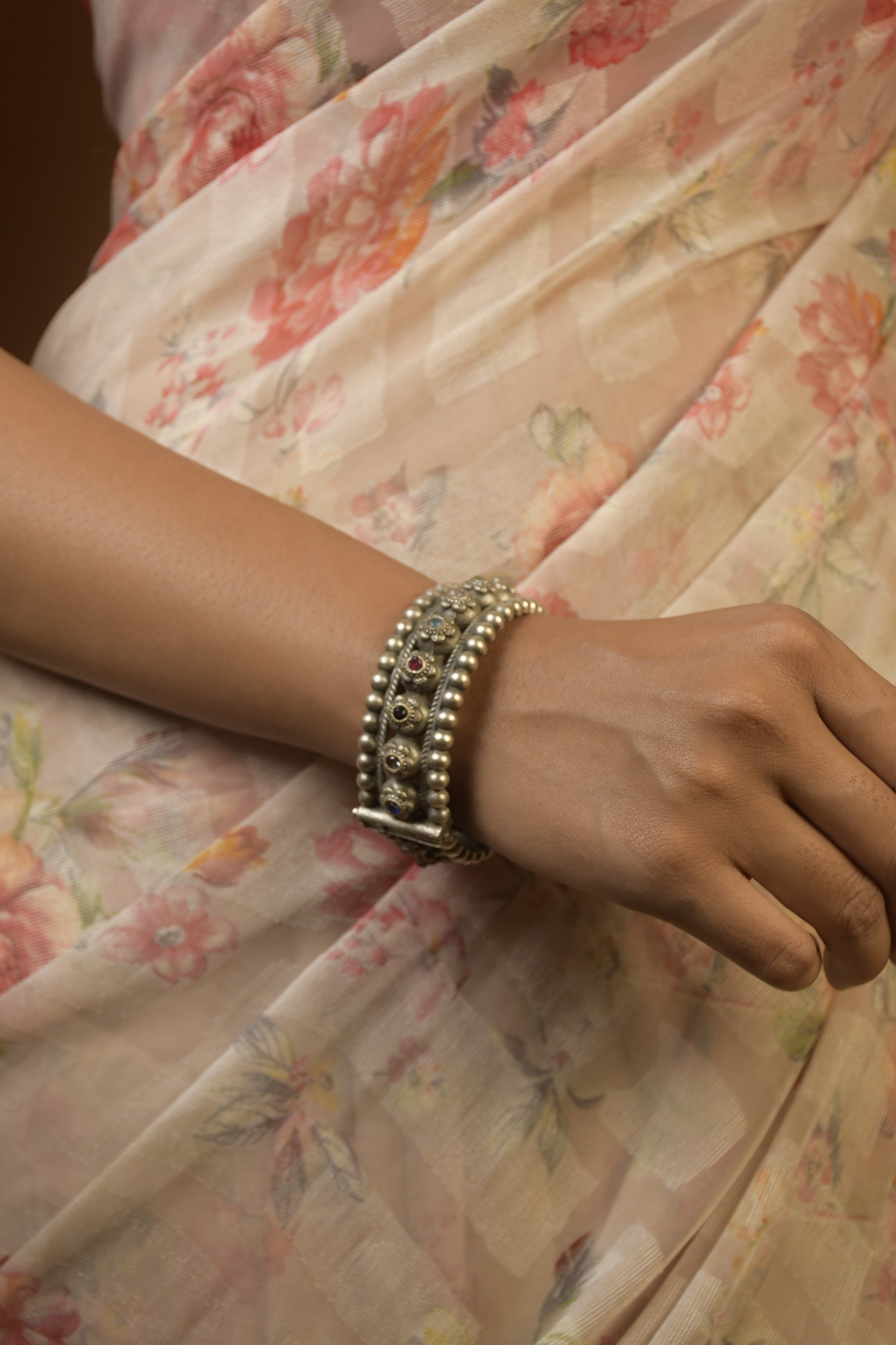 Reva Silver Lookalike Stone Bangles