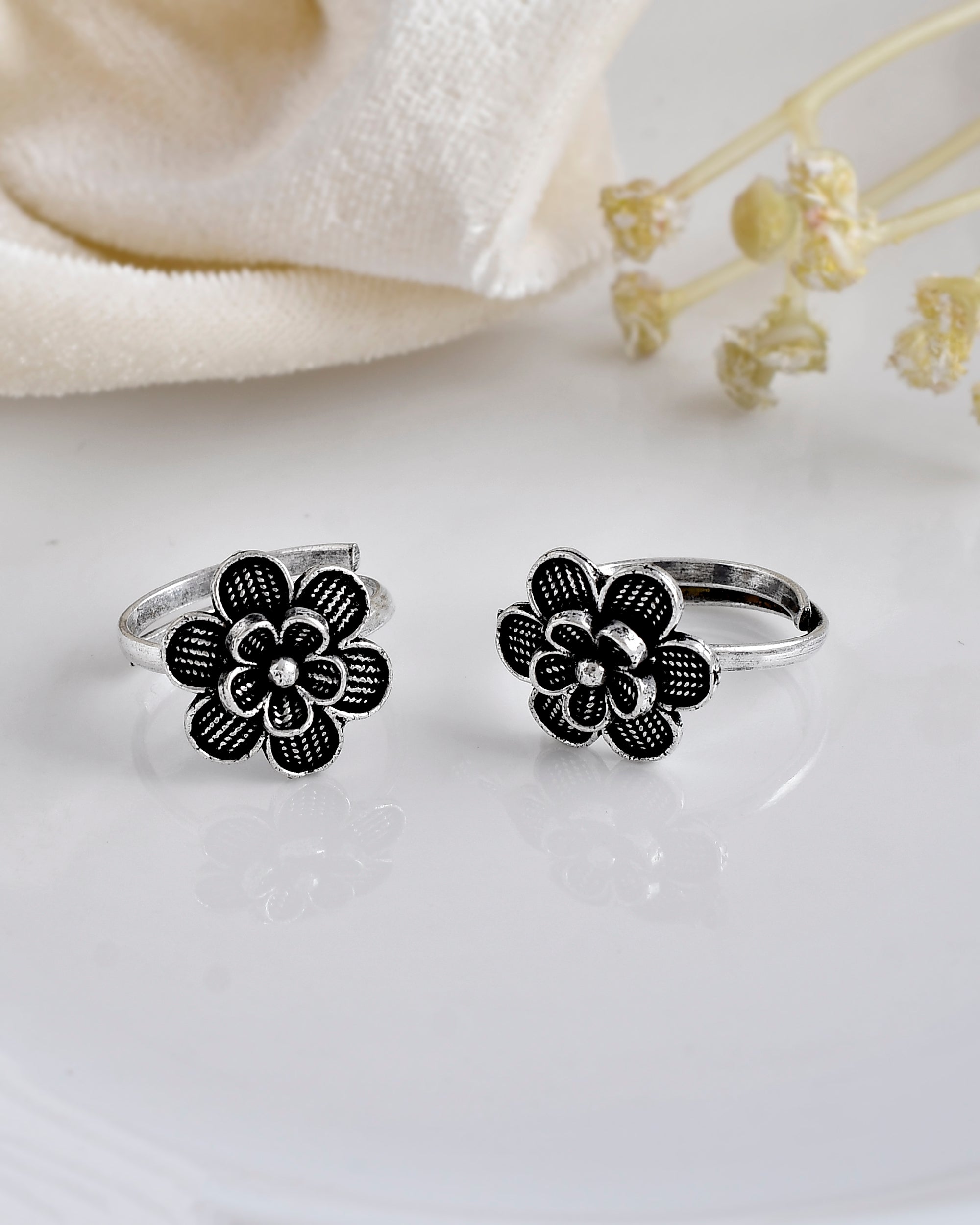 GHAZAL SILVER OXIDISED JEWELLERY SET COMBO