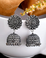 Load image into Gallery viewer, AYESHA 2 LINE OXIDISED NECKLACE WITH PENDANT JEWELLERY SET