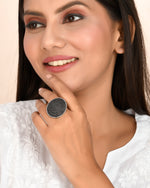 Load image into Gallery viewer, SIDDHI DESIGNER OXIDISED SILVER  RING