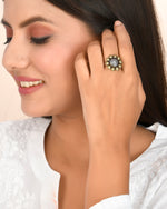 Load image into Gallery viewer, TWO TONE DESIGNER OXIDISED SILVER  RING