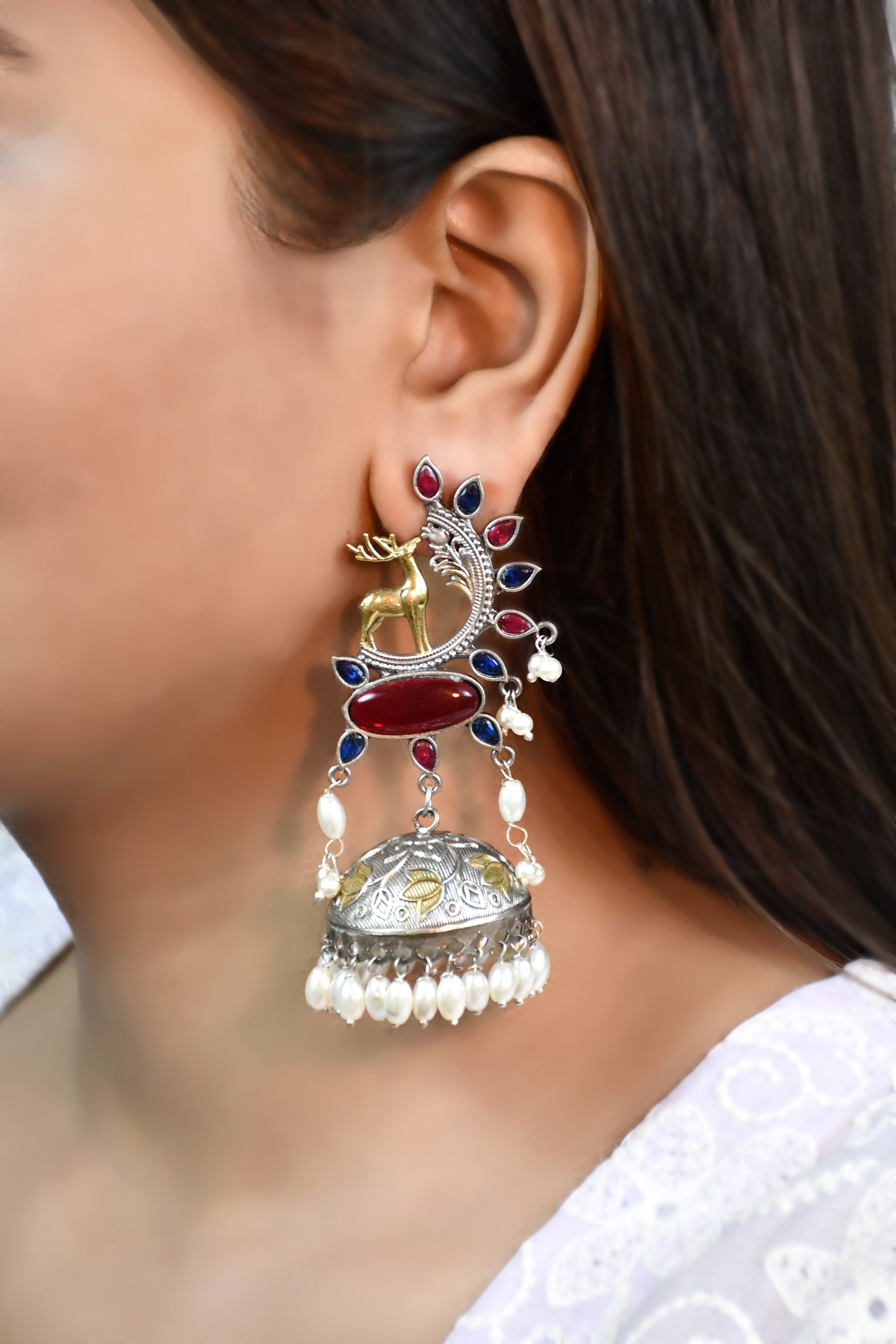 SHARON OXIDISED HANDMADE  JHUMKA EARRINGS