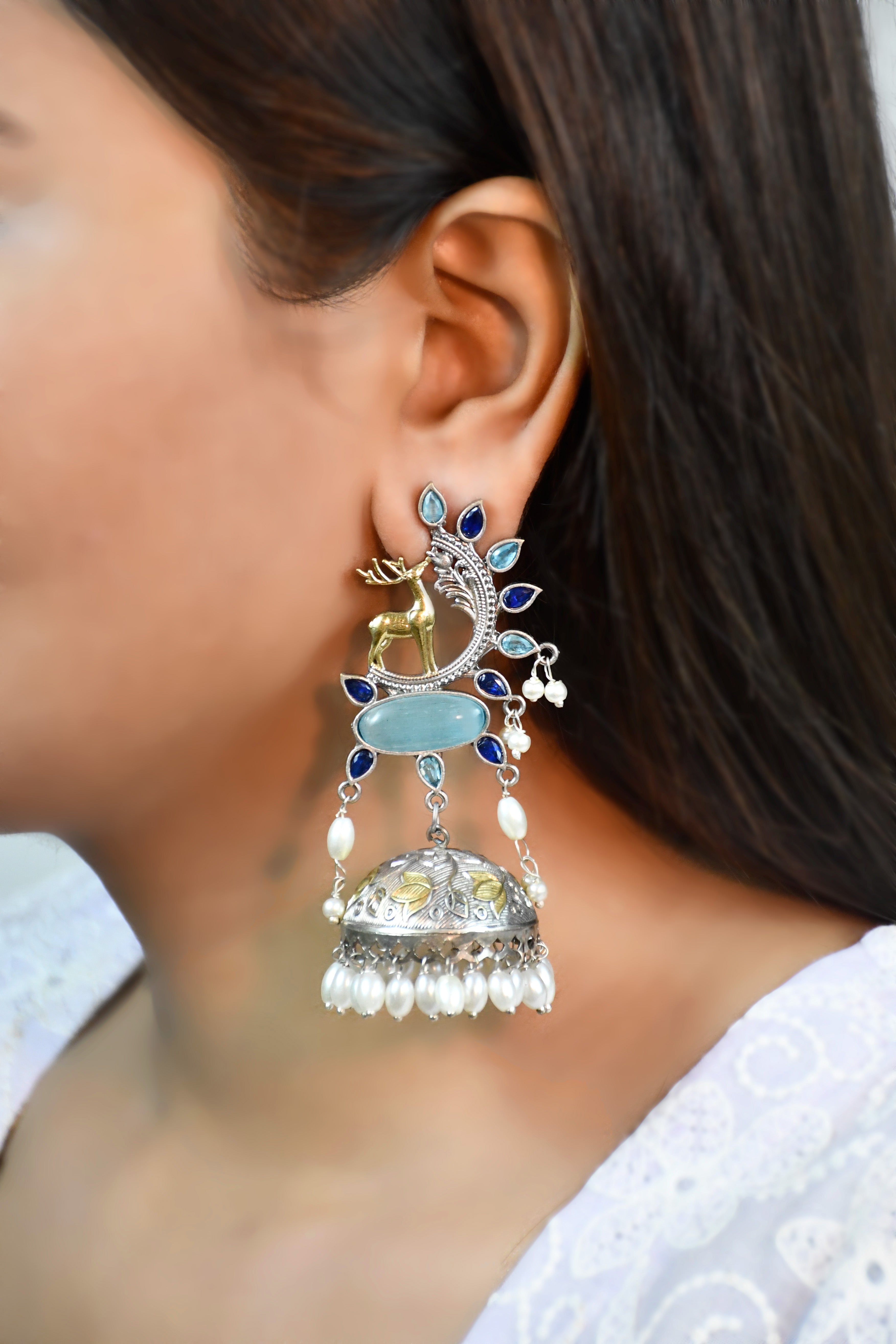 SHARON OXIDISED HANDMADE  JHUMKA EARRINGS