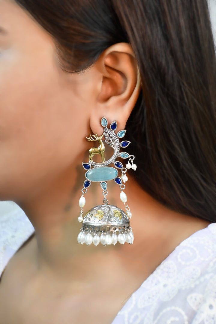 Sharon Jhumka Stone Earrings