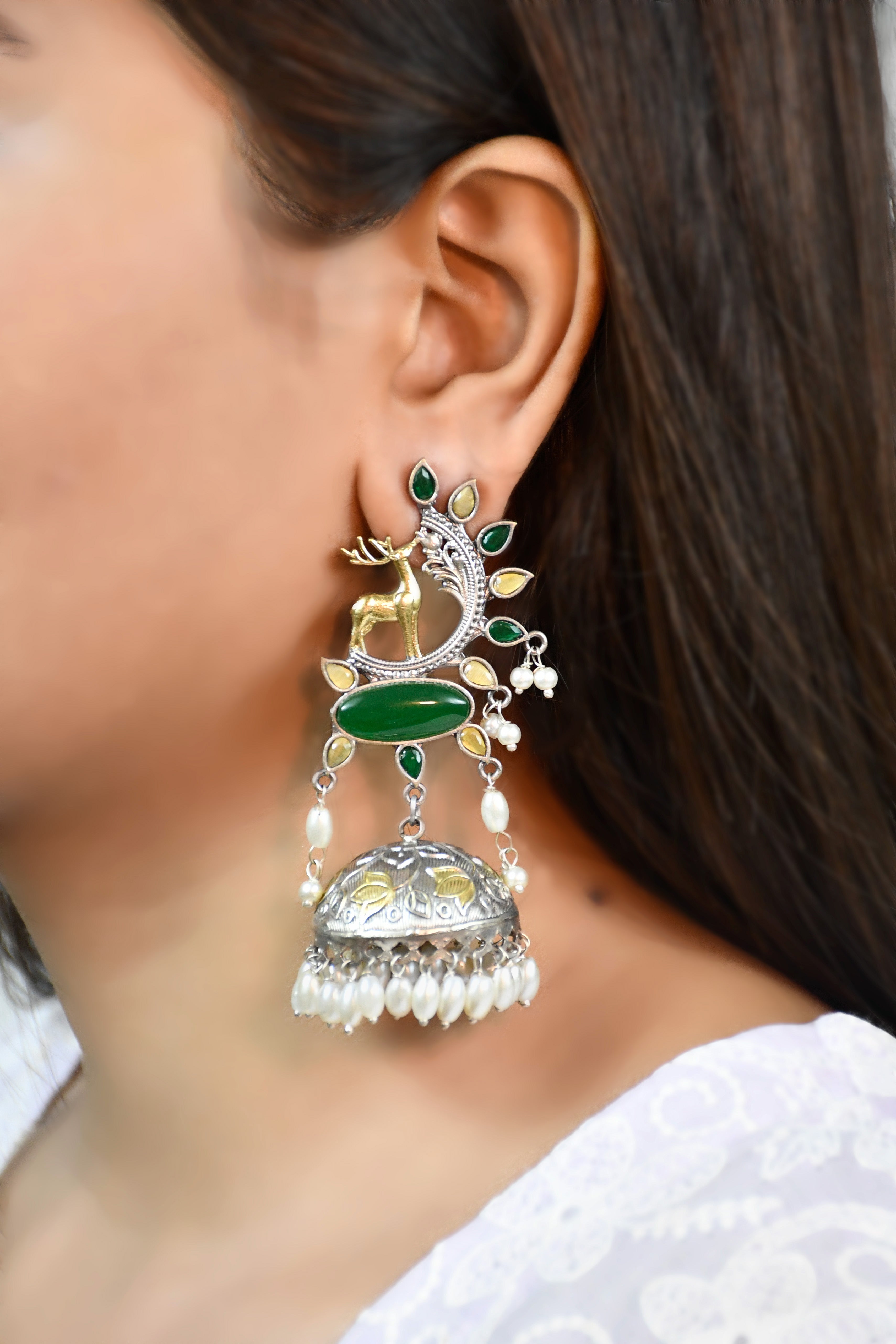 SHARON OXIDISED HANDMADE  JHUMKA EARRINGS