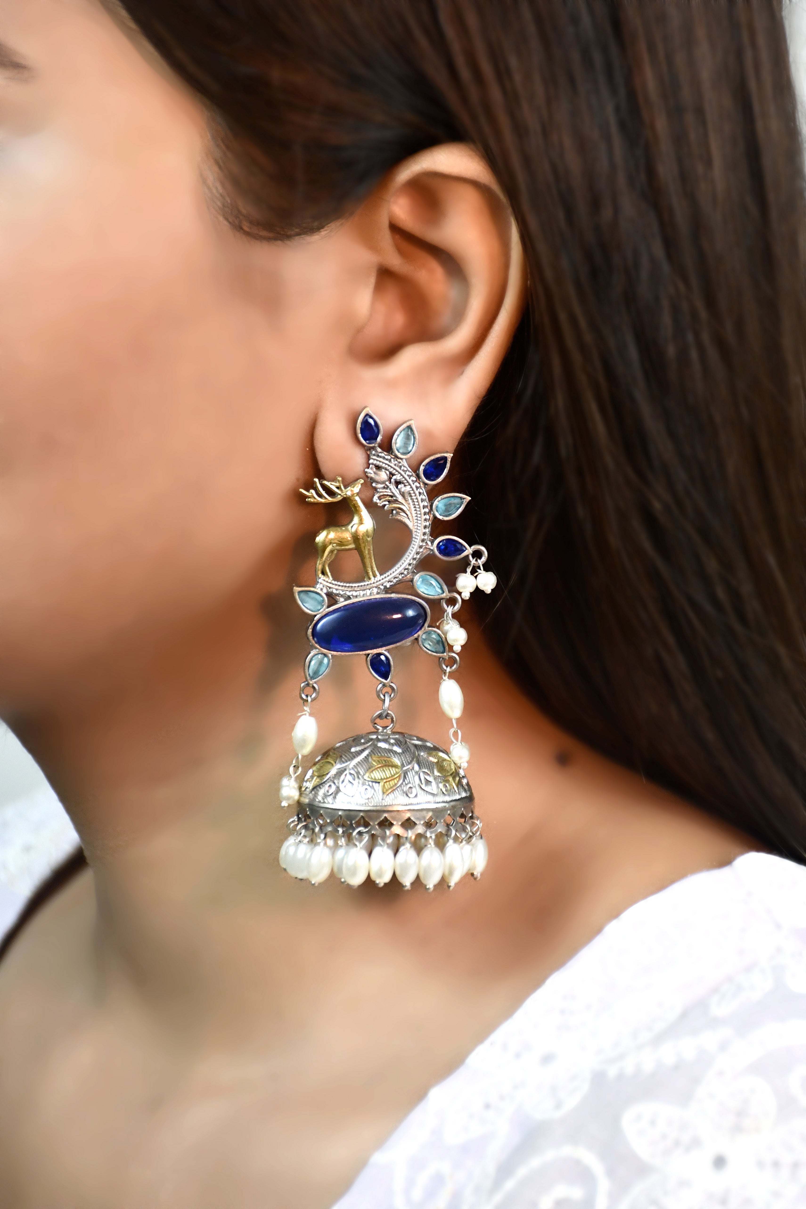 SHARON OXIDISED HANDMADE  JHUMKA EARRINGS