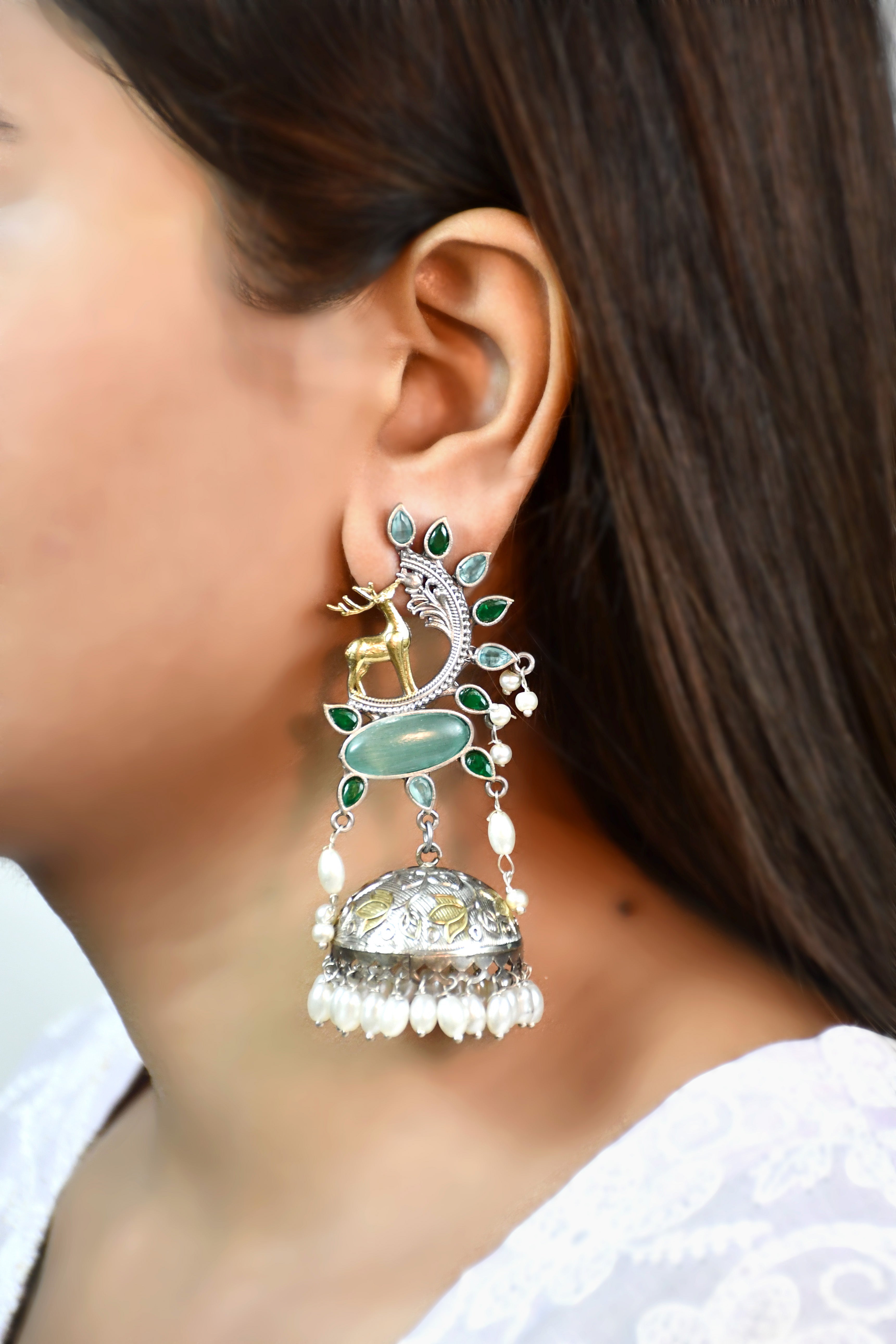 SHARON OXIDISED HANDMADE  JHUMKA EARRINGS