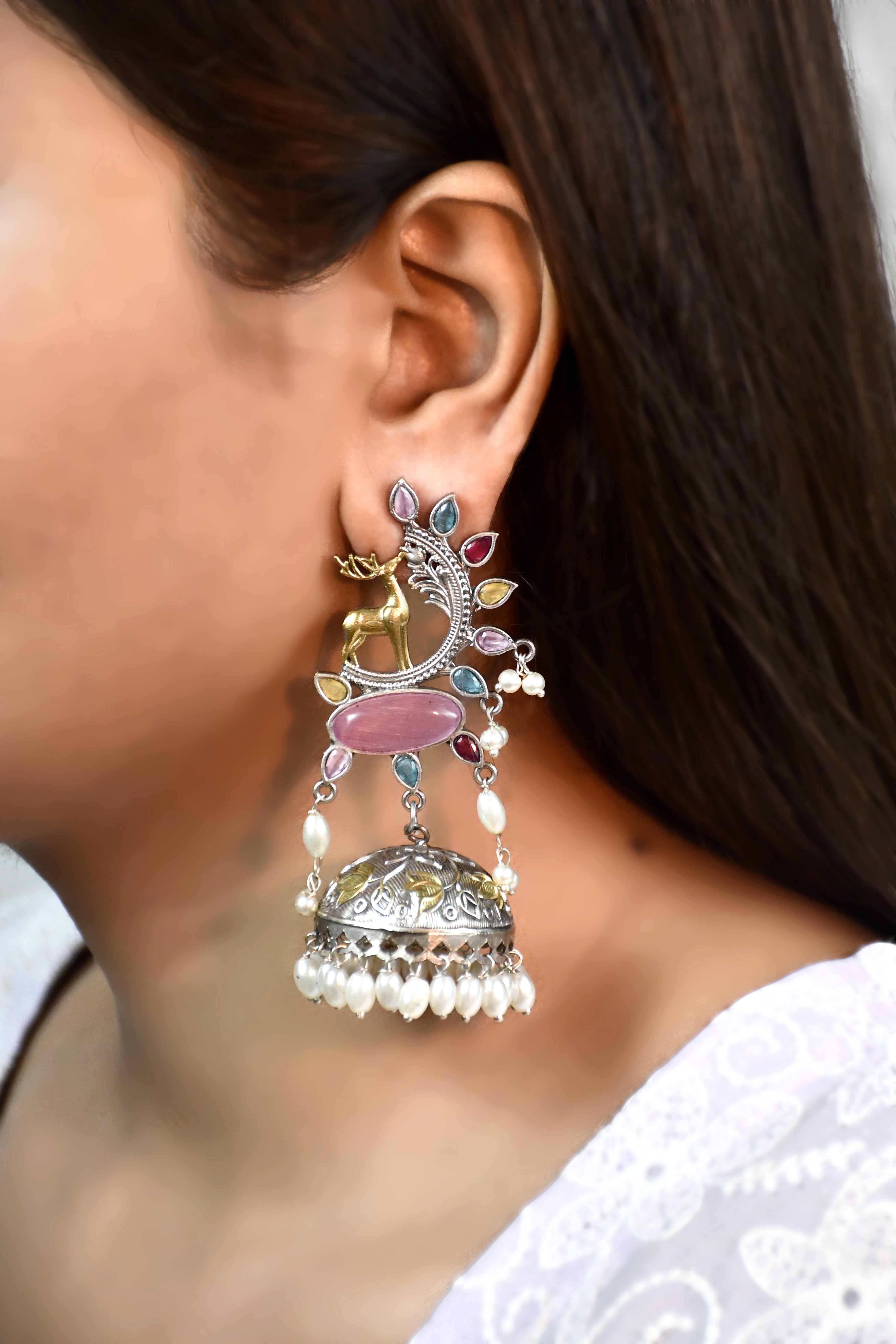 SHARON OXIDISED HANDMADE  JHUMKA EARRINGS