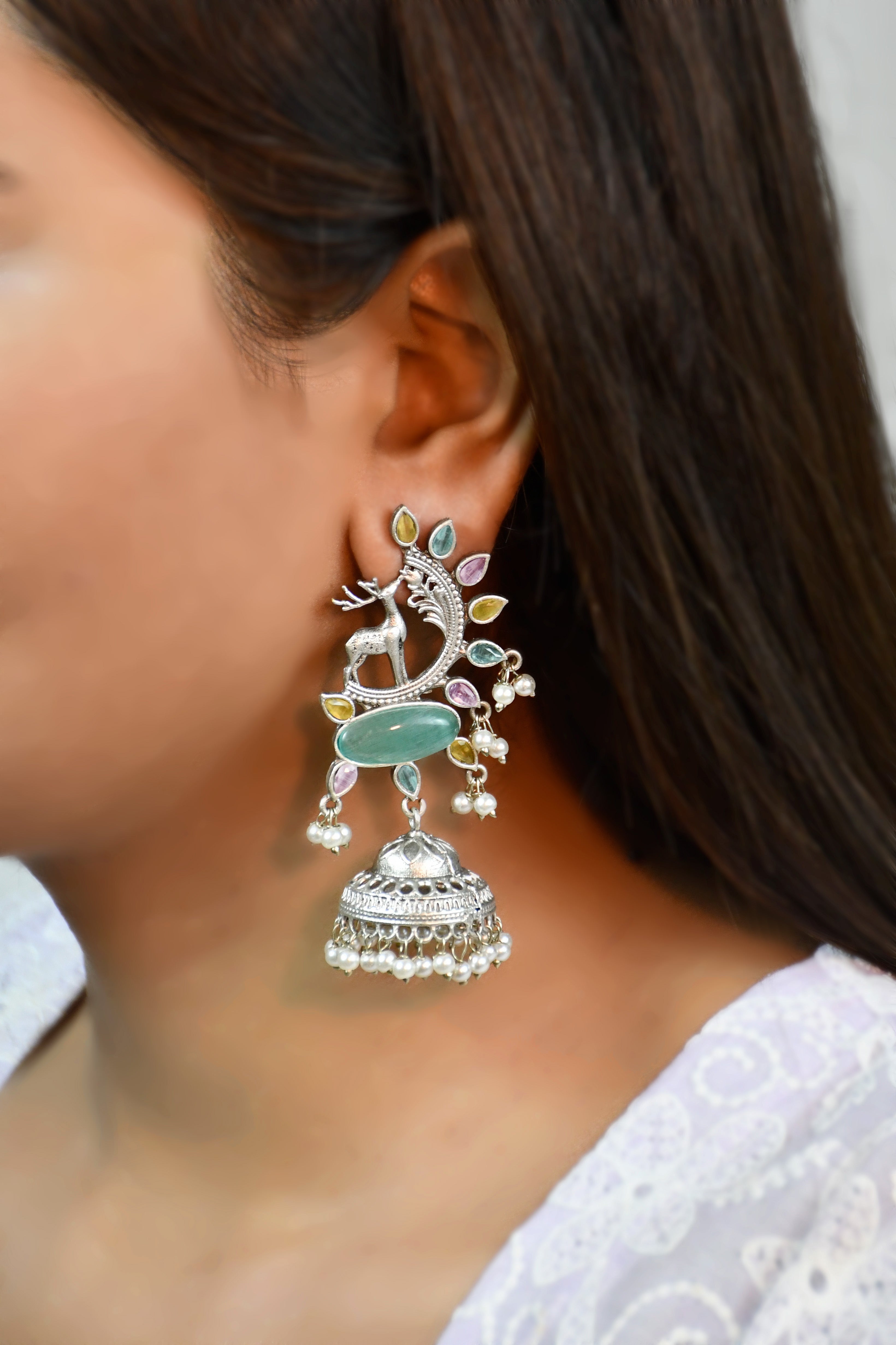 AAIRA OXIDISED JHUMKA EARRINGS