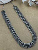 Load image into Gallery viewer, SOUMYA 3 LINE SILVER OXIDISED NECKLACE JEWELLERY SET COMBO