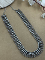 Load image into Gallery viewer, SOUMYA 3 LINE SILVER OXIDISED NECKLACE JEWELLERY SET COMBO