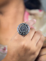 SAI DESIGNER OXIDISED SILVER RING