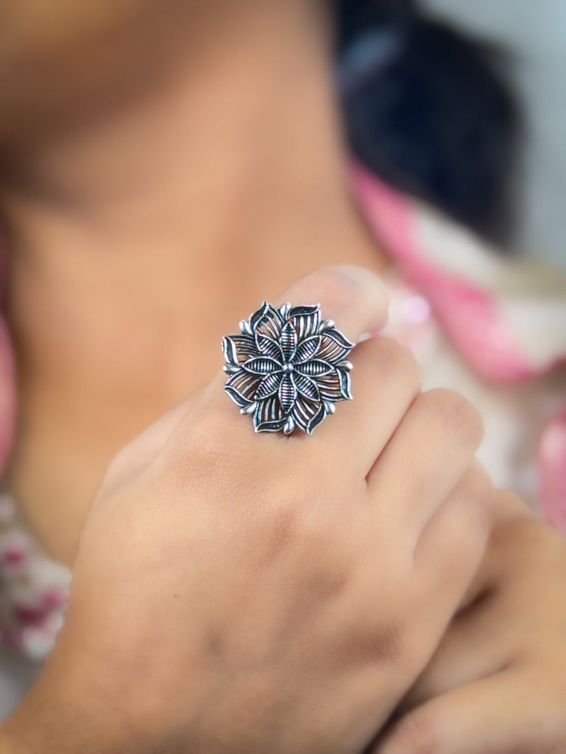 SHANAYA DESIGNER OXIDISED SILVER  RING