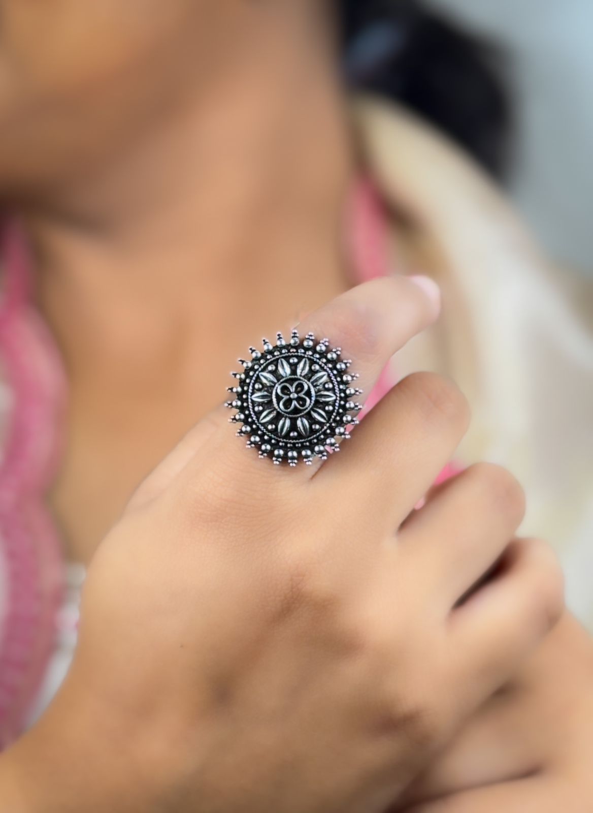 SAHANA DESIGNER OXIDISED BRASS RING